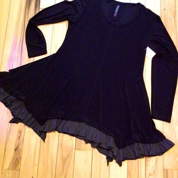 GERSHON BRAM BLACK RAW EDGE HEMLINE TUNIC M NWT - Picture 8 of 9
